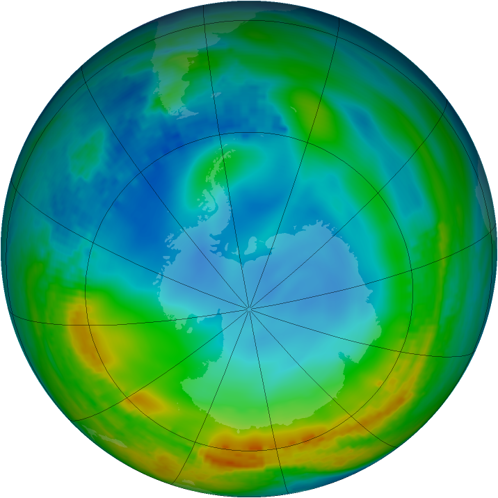 Antarctic ozone map for 21 June 2001